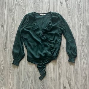 Green Sheer Ruffle Bodysuit